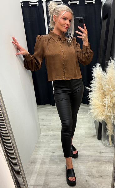 Juliet satin blouse 357 - coffee