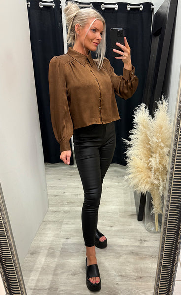Juliet satin blouse 357 - coffee