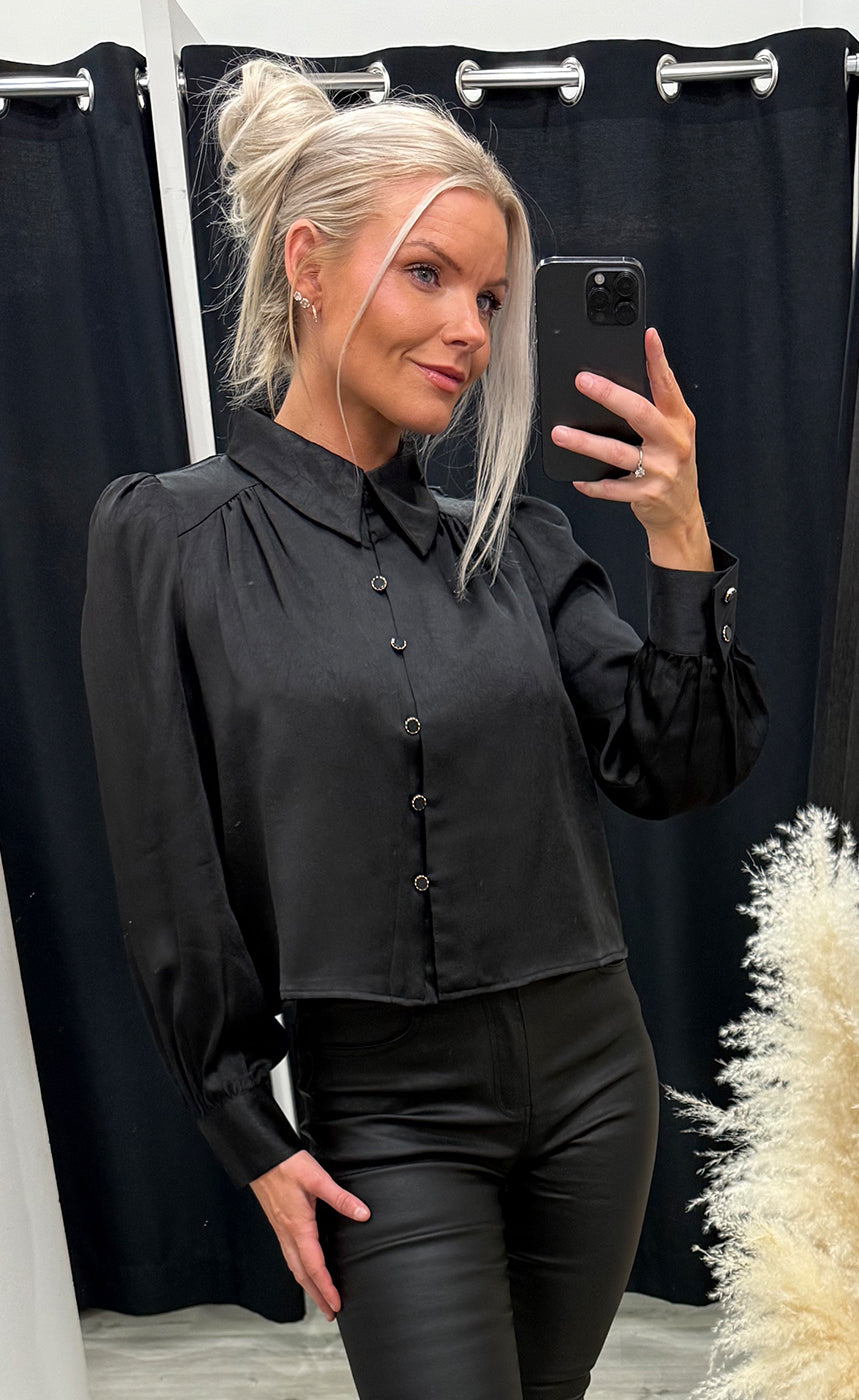 Juliet satin blouse 357 - black