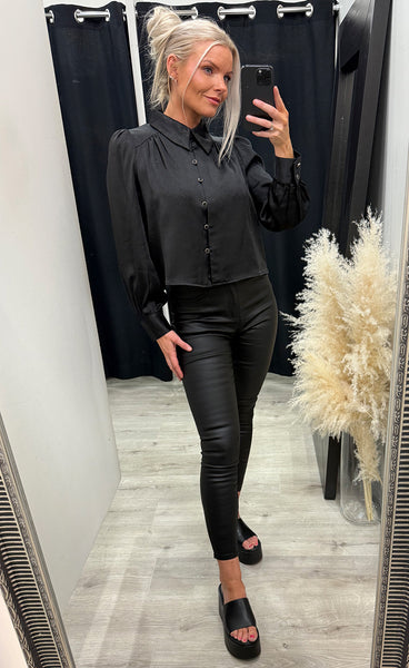 Juliet satin blouse 357 - black