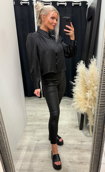 Juliet satin blouse 357 - black