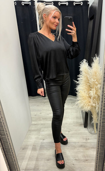 Bea satin blouse 696 - black