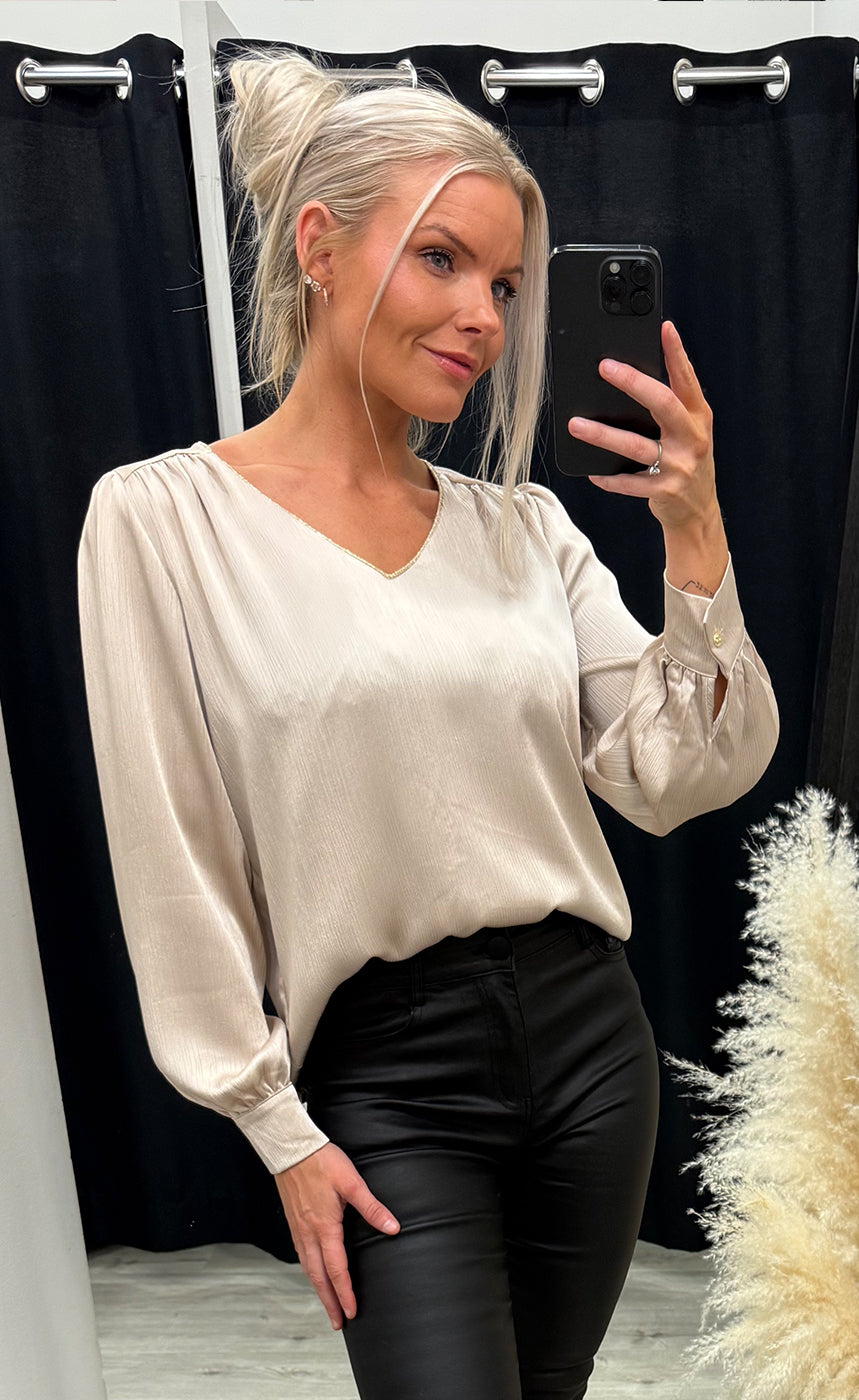 Bea satin blouse 696 - beige