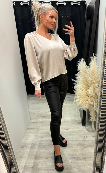 Bea satin blouse 696 - beige
