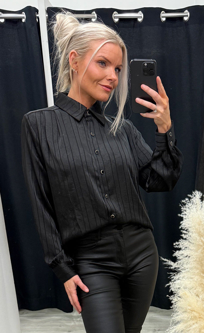 Nora satin shirt 370 - black