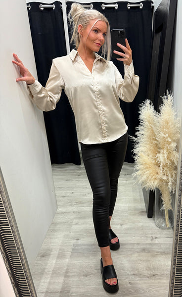 Bess satin shirt 373 - light beige