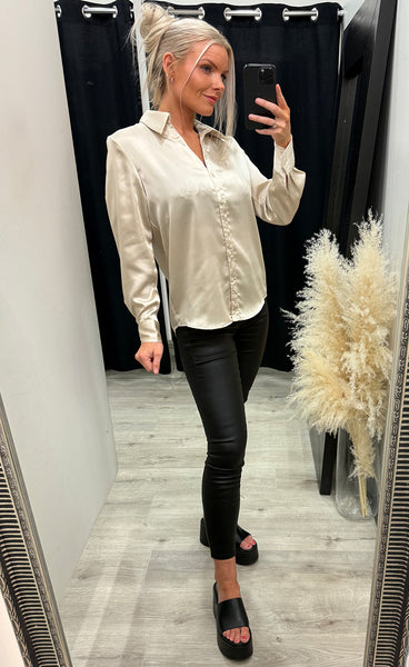 Bess satin shirt 373 - light beige