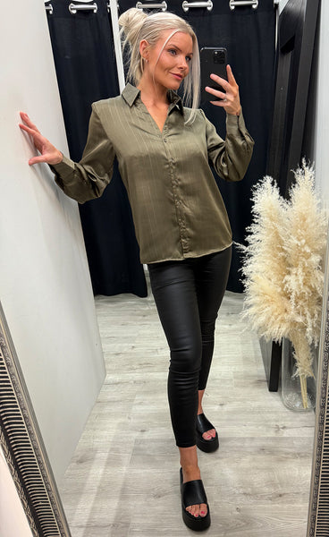 Bess satin shirt 373 - taupe