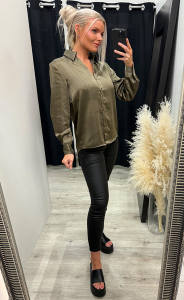 Bess satin shirt 373 - taupe