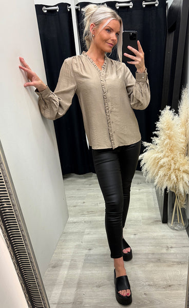 Kaia frill shirt - roasted cashew