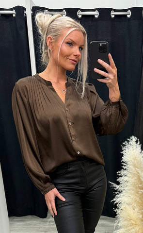 Lea satin blouse 8136 - choco