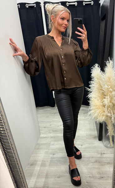 Lea satin blouse 8136 - choco