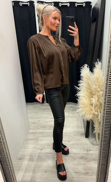 Lea satin blouse 8136 - choco