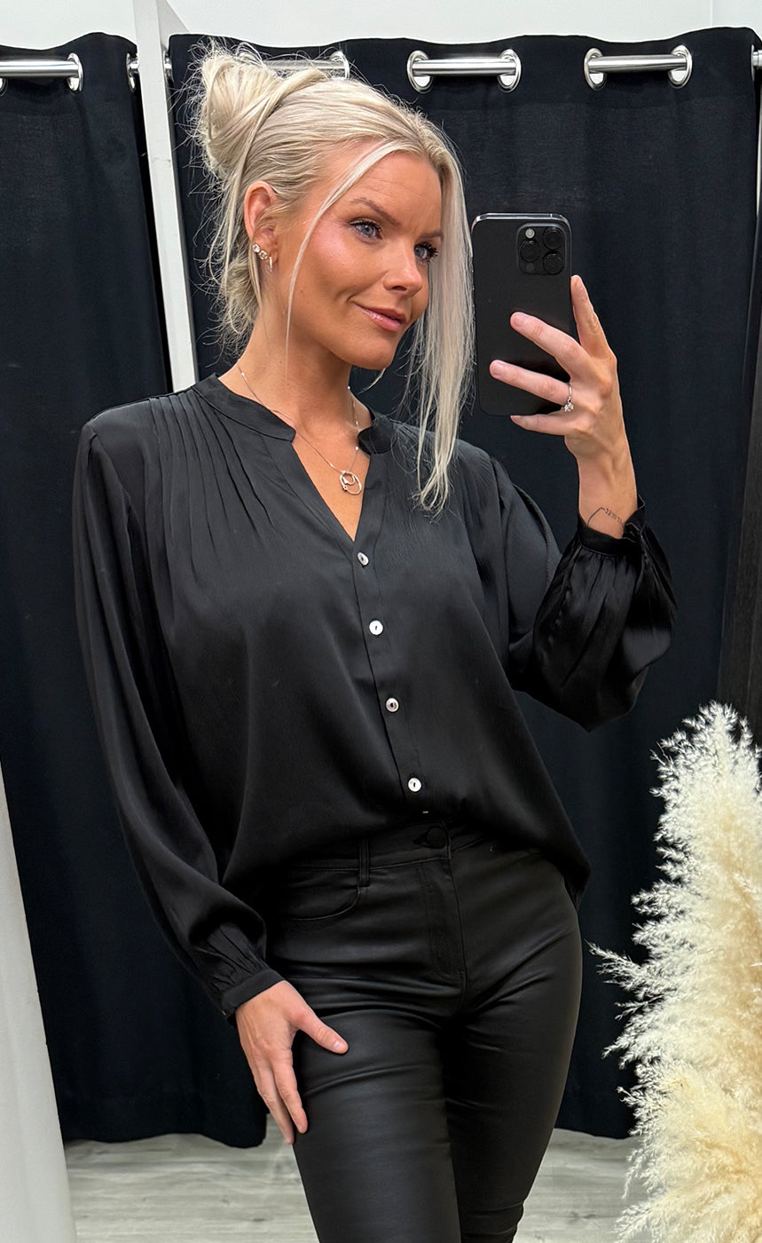Satin blouse 8136 - black