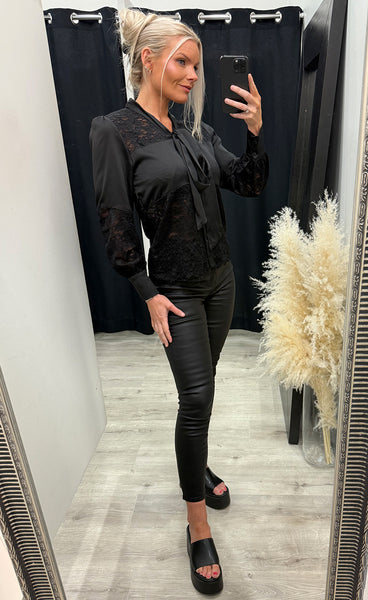 Milla satin blouse 375 - black