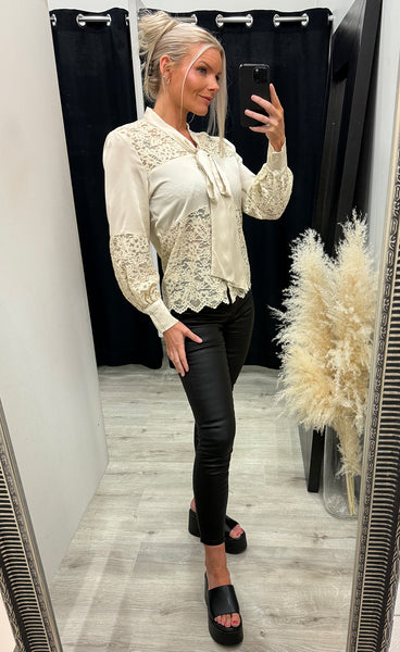 Milla satin blouse 375 - ivory