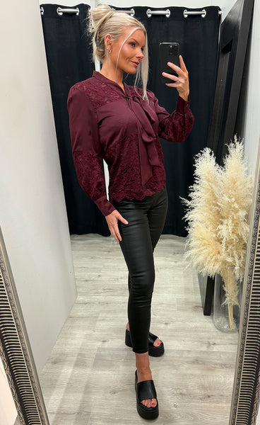 Milla satin blouse 375 - wine
