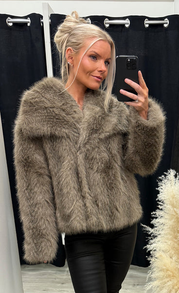 Loðjakki 7195 - taupe