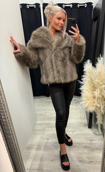 Loðjakki 7195 - taupe