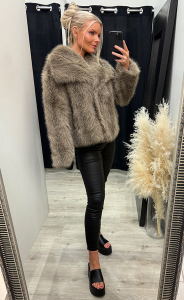 Loðjakki 7195 - taupe