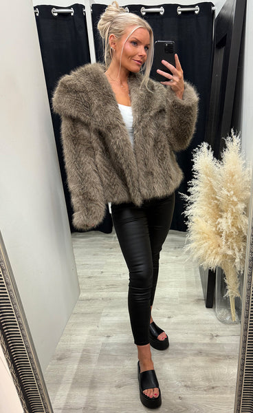 Loðjakki 7195 - taupe