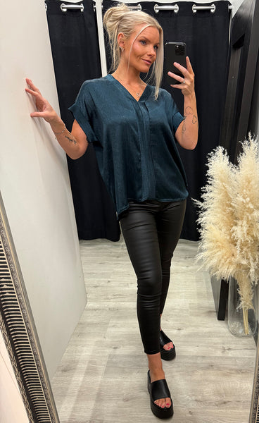 Hera satin top - azure