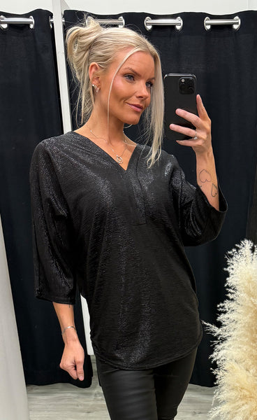 Lucy shimmer top - black