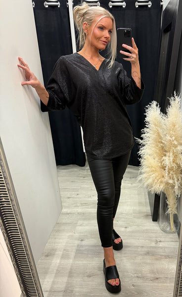 Lucy shimmer top - black