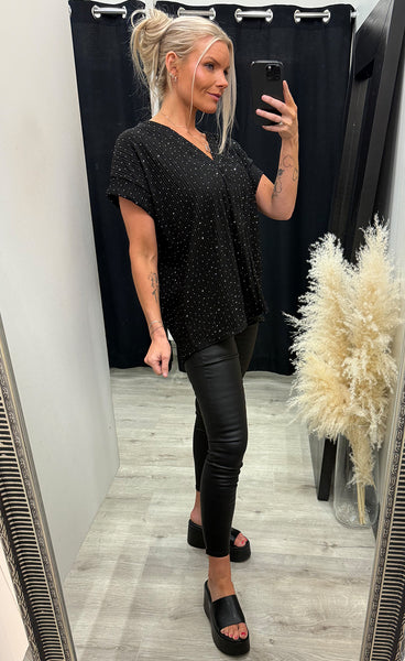 Helga glitter top - black