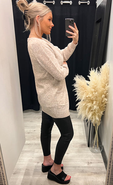 Sandy cardigan 1 - limestone melange