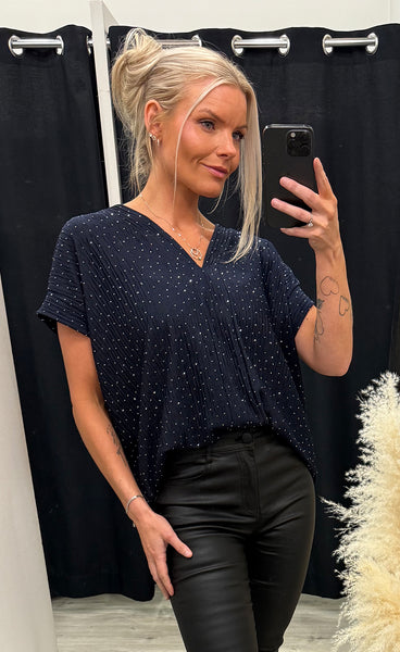 Lucy shimmer top - navy