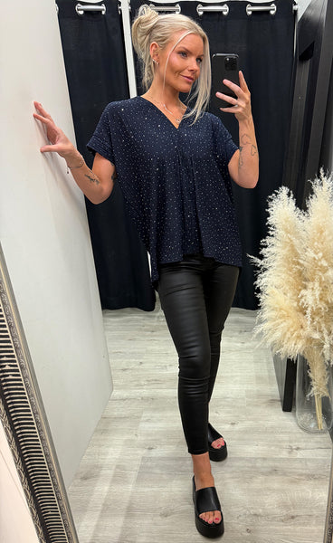 Lucy shimmer top - navy