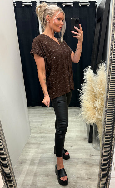 Helga glitter top - brown