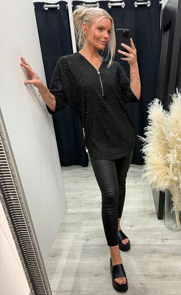 Silja zipper blouse - black