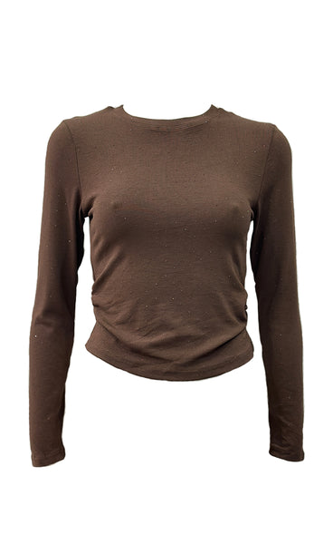 Adda glitter crop pullover 99310 - choco