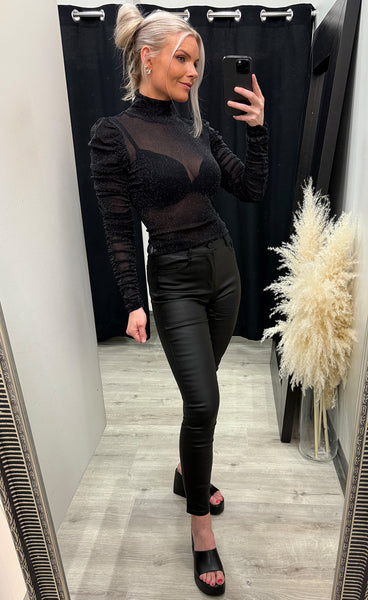 Shayla top - black glitter