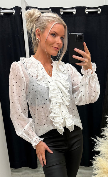 Frida dot blouse - white