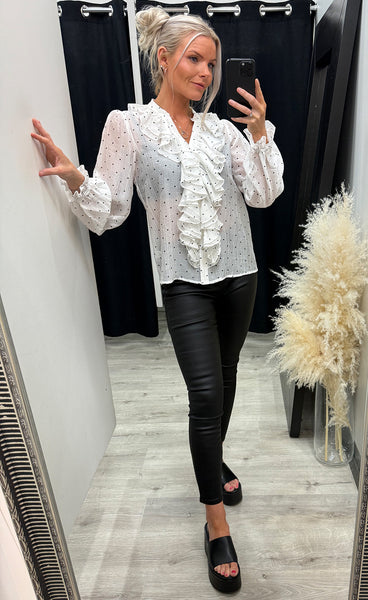 Frida dot blouse - white