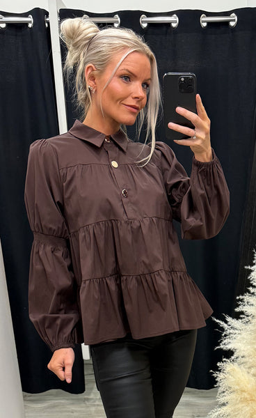 Sanna gold buttons - brown