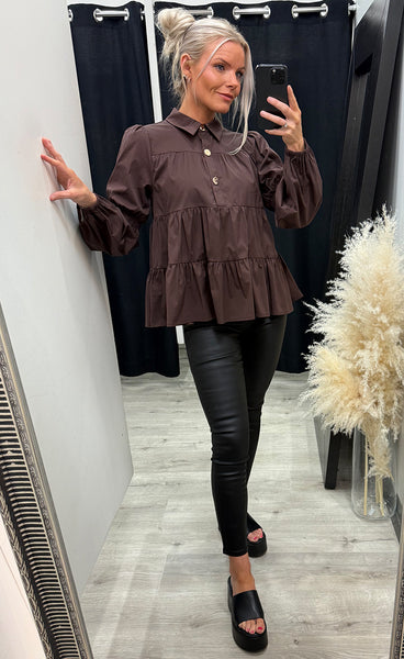 Sanna gold buttons - brown