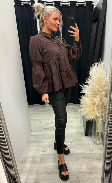 Sanna gold buttons - brown