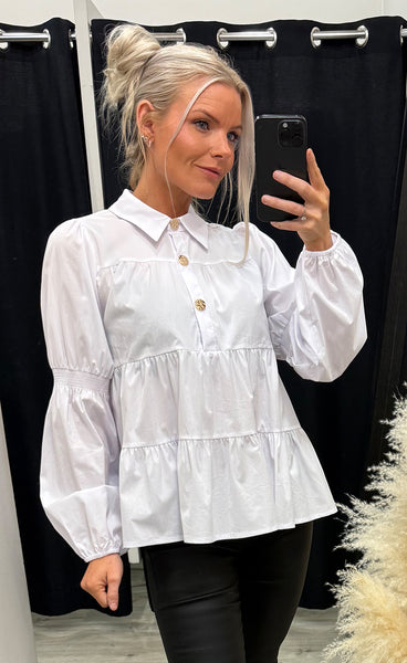 Sanna gold buttons - white