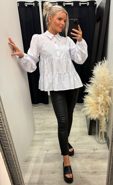 Sanna gold buttons - white