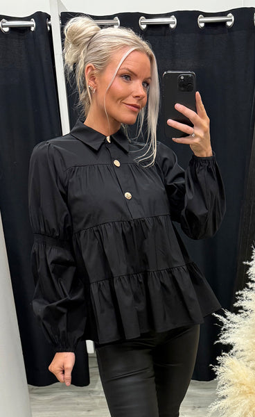 Sanna gold buttons - black
