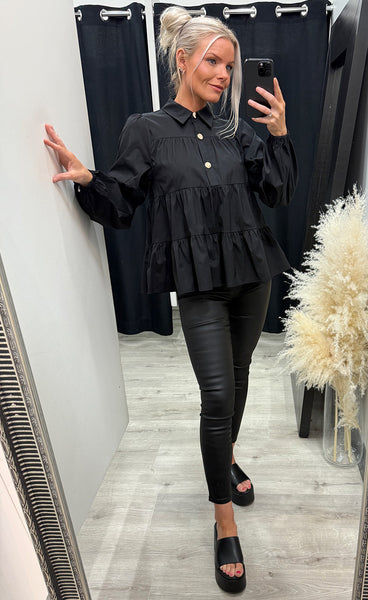 Sanna gold buttons - black