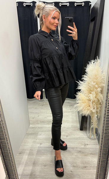 Sanna gold buttons - black