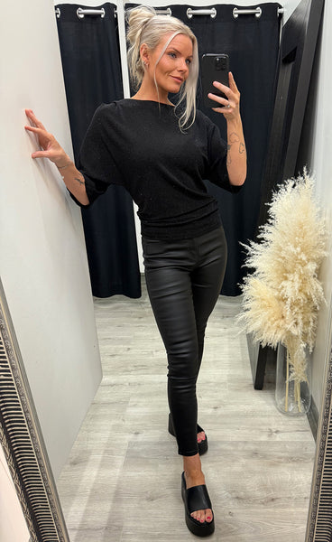 Jessie lurex blouse - black