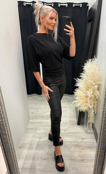 Jessie lurex blouse - black