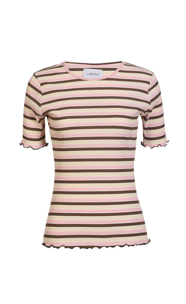 Natalia blouse - brown rose creme stripe
