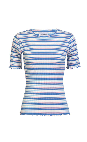 Natalia blouse - blue white rose stripe